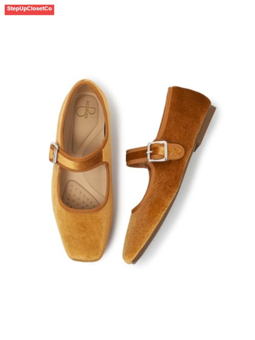Bebxufa Women's Square Toe Mary Jane Ballet Flats Faux Leather Slip On Work - Picture 1 of 6